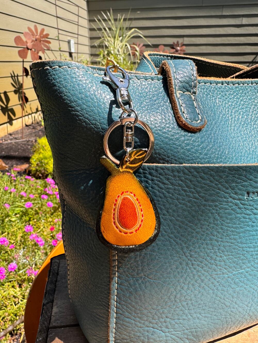 Genuine Leather Avocado Purse Charm Hand Painted Avocado Bag Charm NEW!